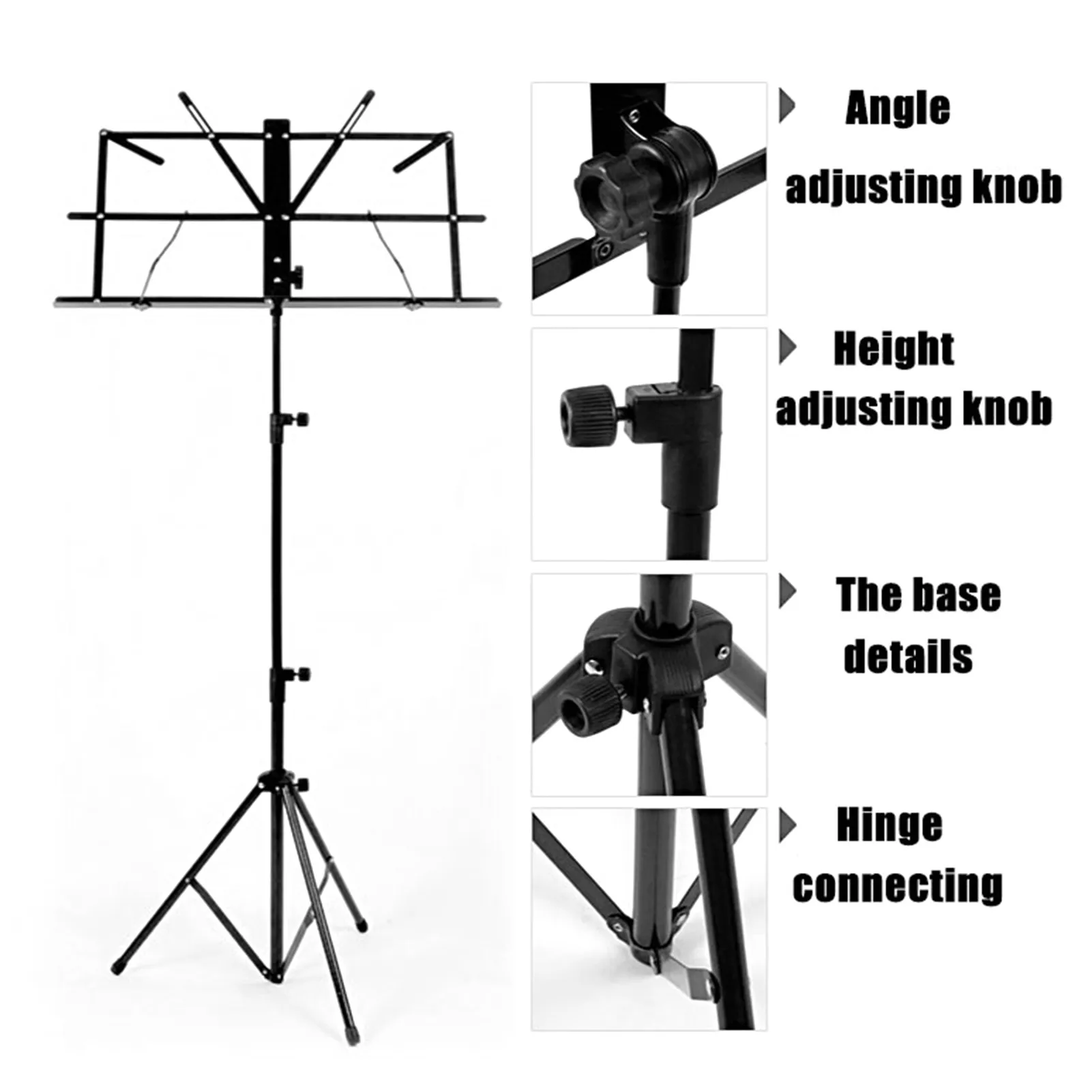 Portable Music Sheet Stand Adjustable Guitar Stand Rack Bracket Folding Tripod Guitar Parts Accessories