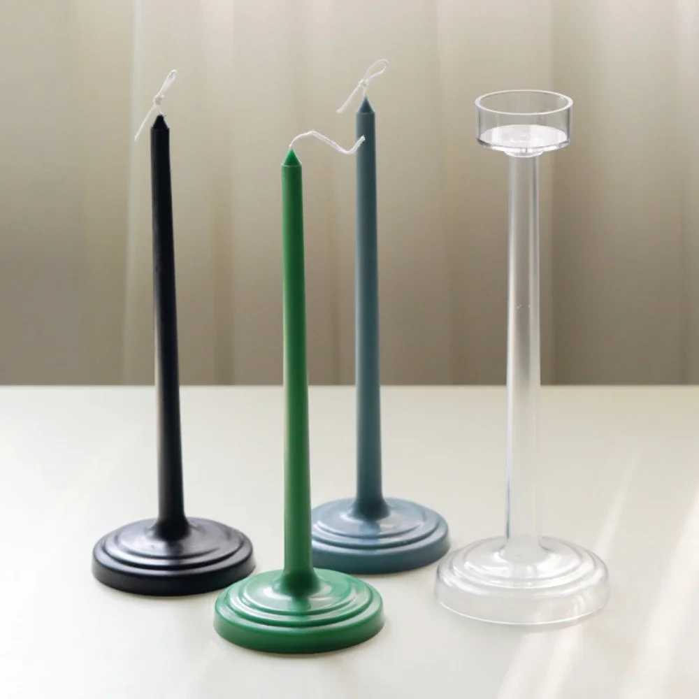3D Long Pole Acrylic Scented Candle Making Taper Pillar Plastic Moulds Geometry Roman Column Molds Party Candlestick Decor Gifts