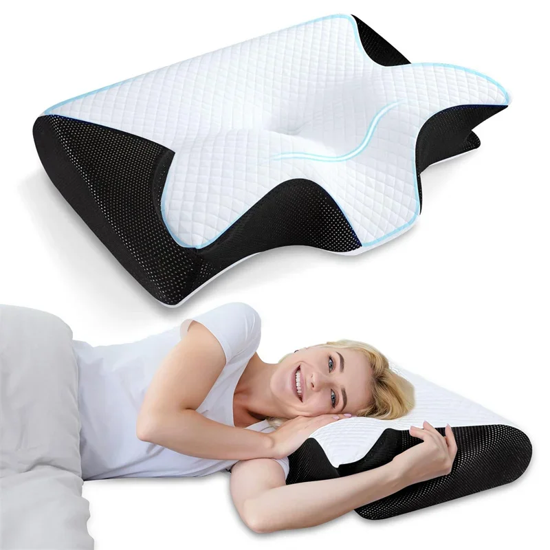 

1PC Memory Foam Cervical Pillow 2 in 1 Ergonomic Contour Orthopedic Pillow For Neck Pain Contoured Support Pillows Neck Pillow