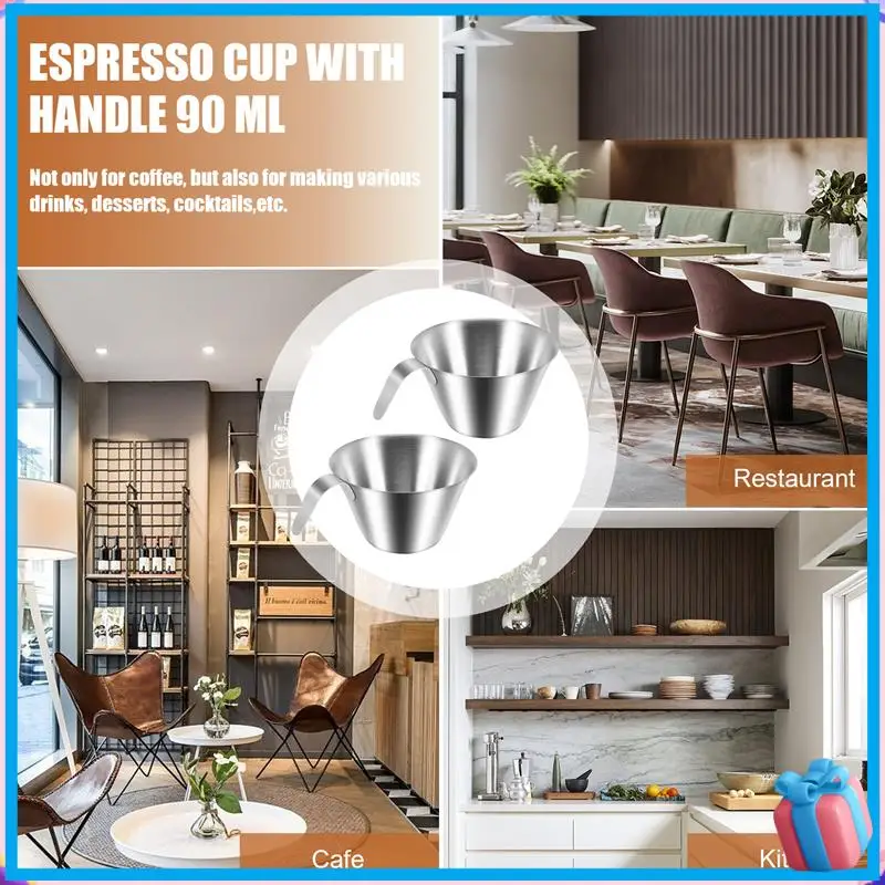 

2 Pack Espresso Shot Cups 90Ml Espresso Measuring Cup With Handle For Coffee Espresso