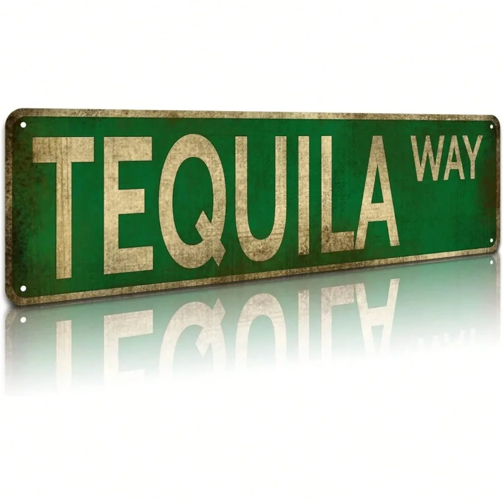 Sinal de lata de metal rústico vintage tequila way – decoração de arte de parede retrô engraçada para festa em casa, presente perfeito para amantes de tequila