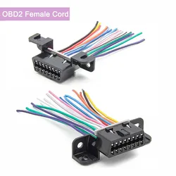 Nuevo Cable OBD2 de 10cm, Terminal fijo, cabeza hembra de 16 pines, Cable de color de aguja completa J1962F, conector de arnés Obd abierto de montaje hembra