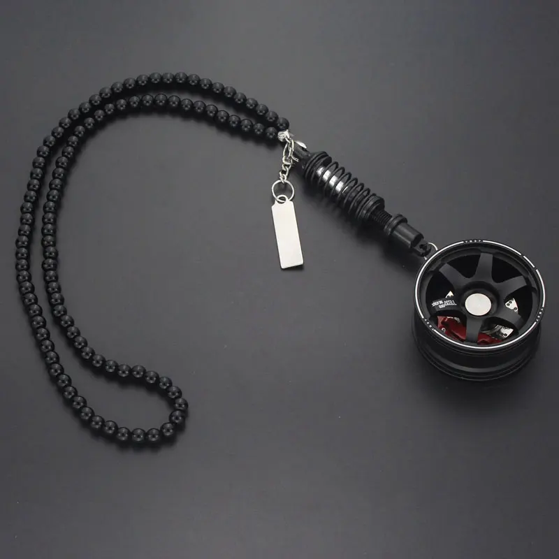 Car Styling Rearview Mirror Auto Pendant Ornament Alloy Wheel Interior Hanging Key Chain Decorations Accessories