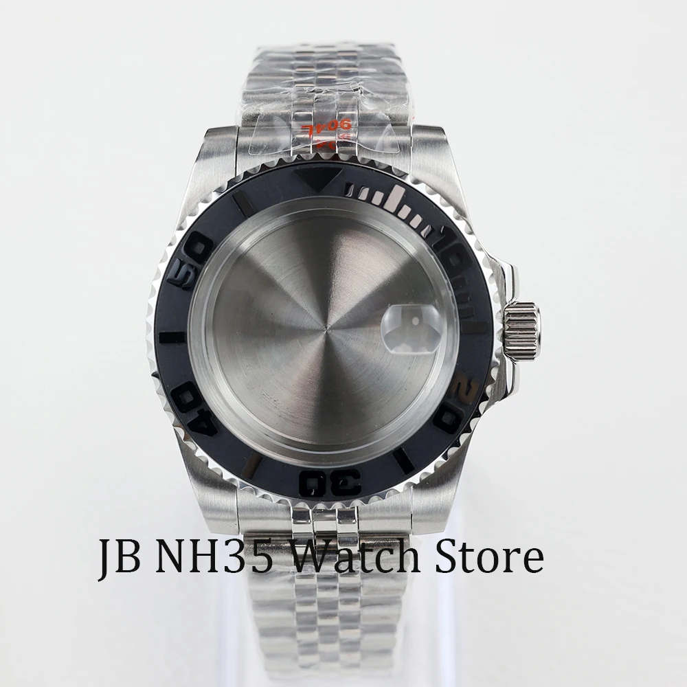 40mm NH35 watch case black ceramic bezel sapphire glass fit NH35 NH36 28.5mm dial GMT oyster jubilee watchband stainless steel