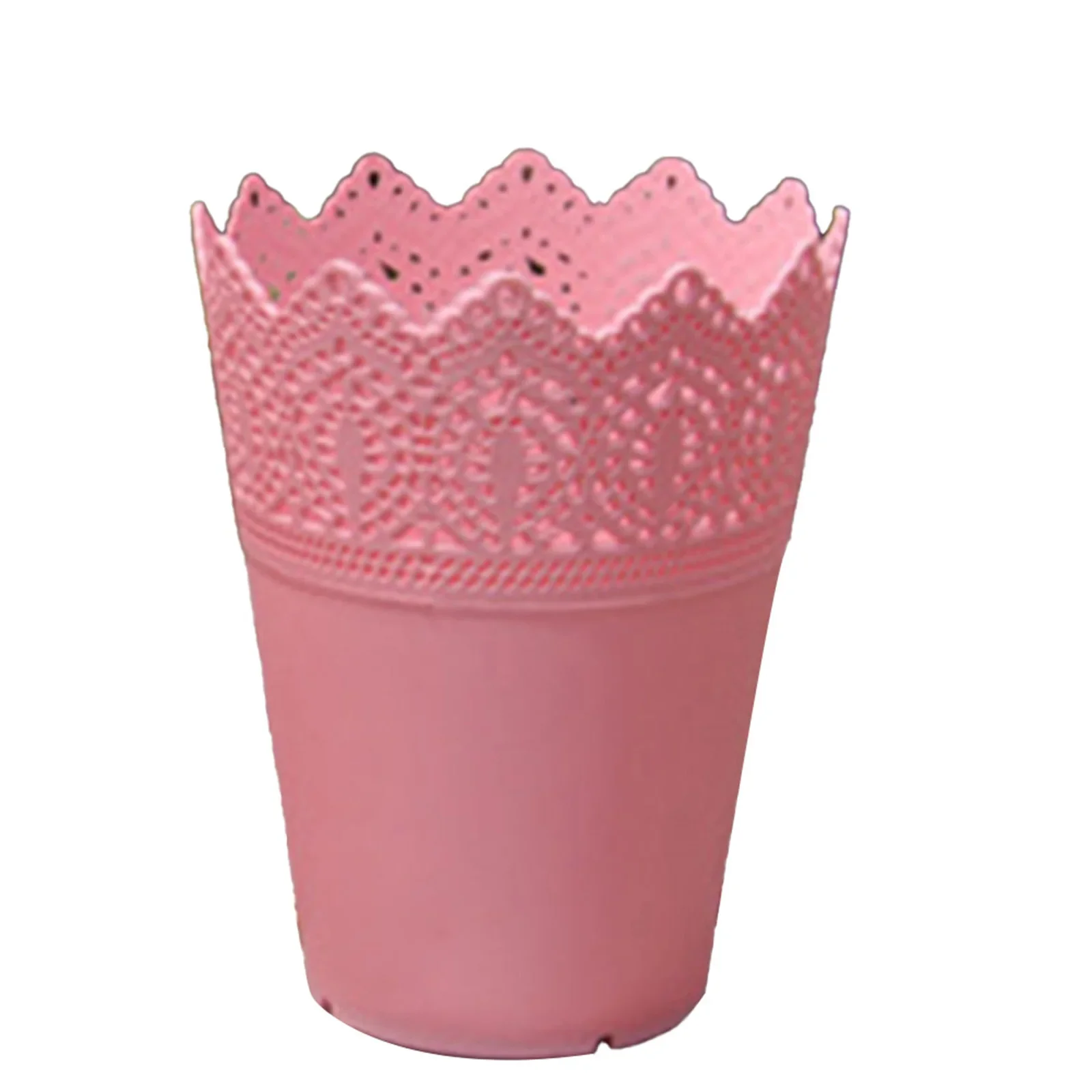Lightweight Crown Flower Pot With Elegant Pierced Lace Motif For Organizing Writing Instruments Skincare Tools And Accessories