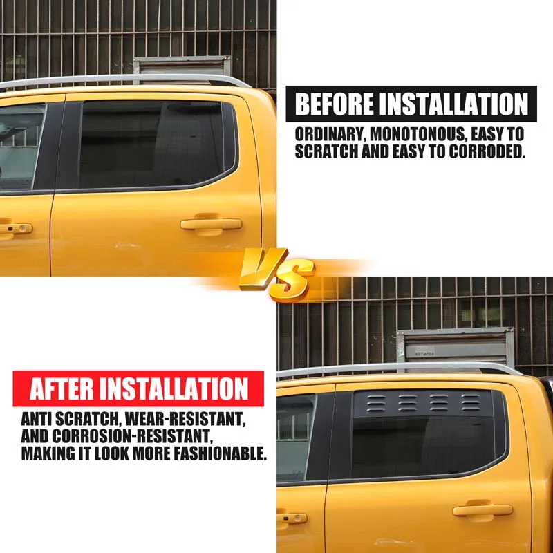 لفورد رينجر Wildtrak 2015-2025 سبائك الألومنيوم سيارة الجبهة والخلفية الجانب نافذة التهوية زخارف اللوحات تعديل 2 قطعة #3