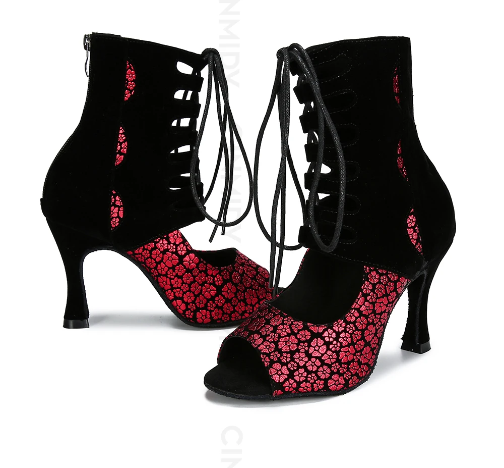 CINMIDY Party-Stiefel Damen Sexy Stilettos High Heels Ballsaal-Tanzschuhe Latein-Tanzschuhe Tango Pole Dance Stiefel Kubanischer Absatz – Detail 19