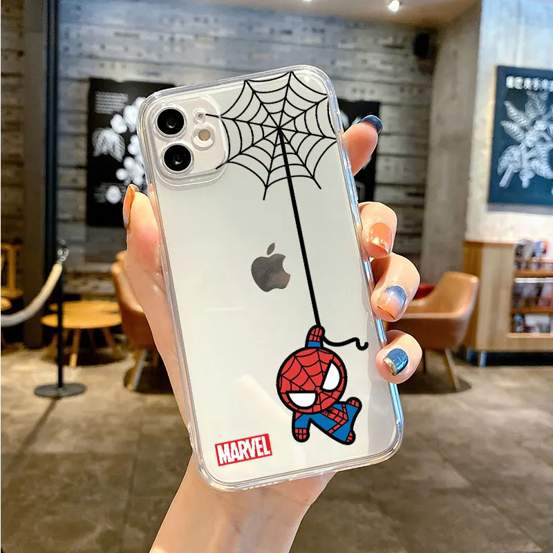 Cute Marvel Spiderman Phone Case for Xiaomi Redmi Note 11 10 Pro 10C 10S 8 7 9S 11S 9A 9C 9T 11T 9 K40 8T Clear Soft TPU Funda image 6