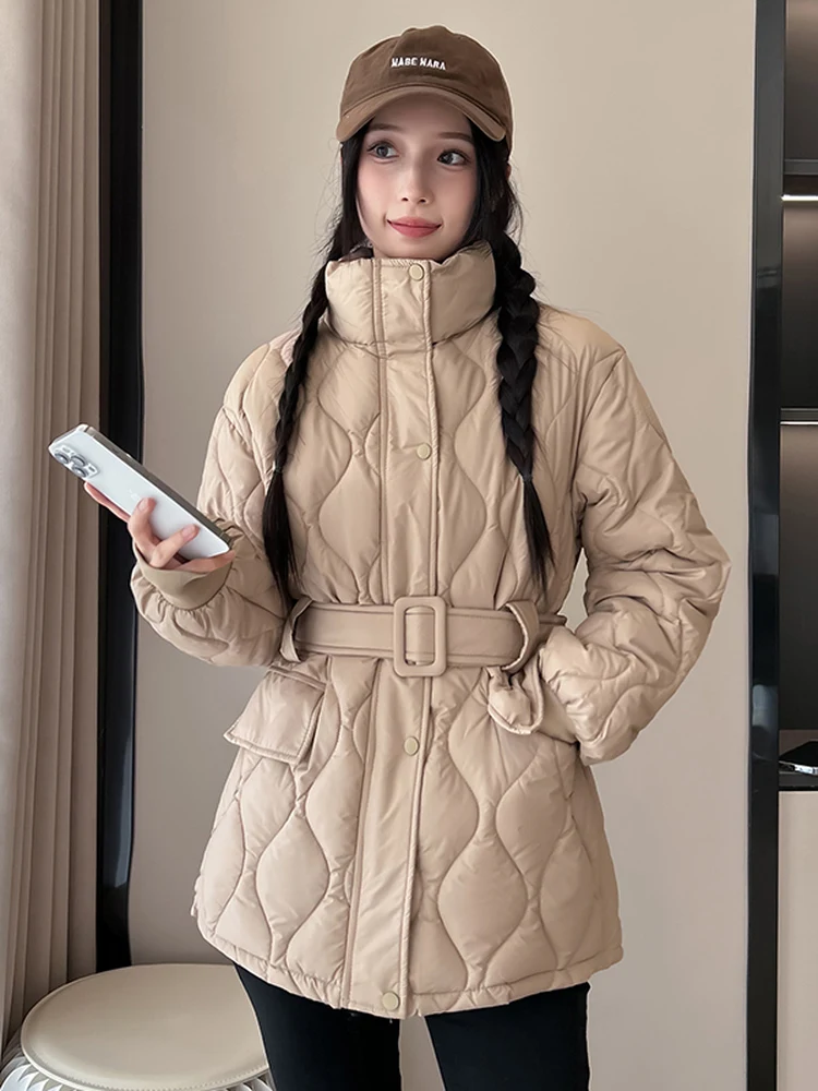 

Женское зимнее модное теплое пальто для похудения, хлопковое теплое пальто с застежкой на талии, размер кактус, женское повседневное платье на молнии...