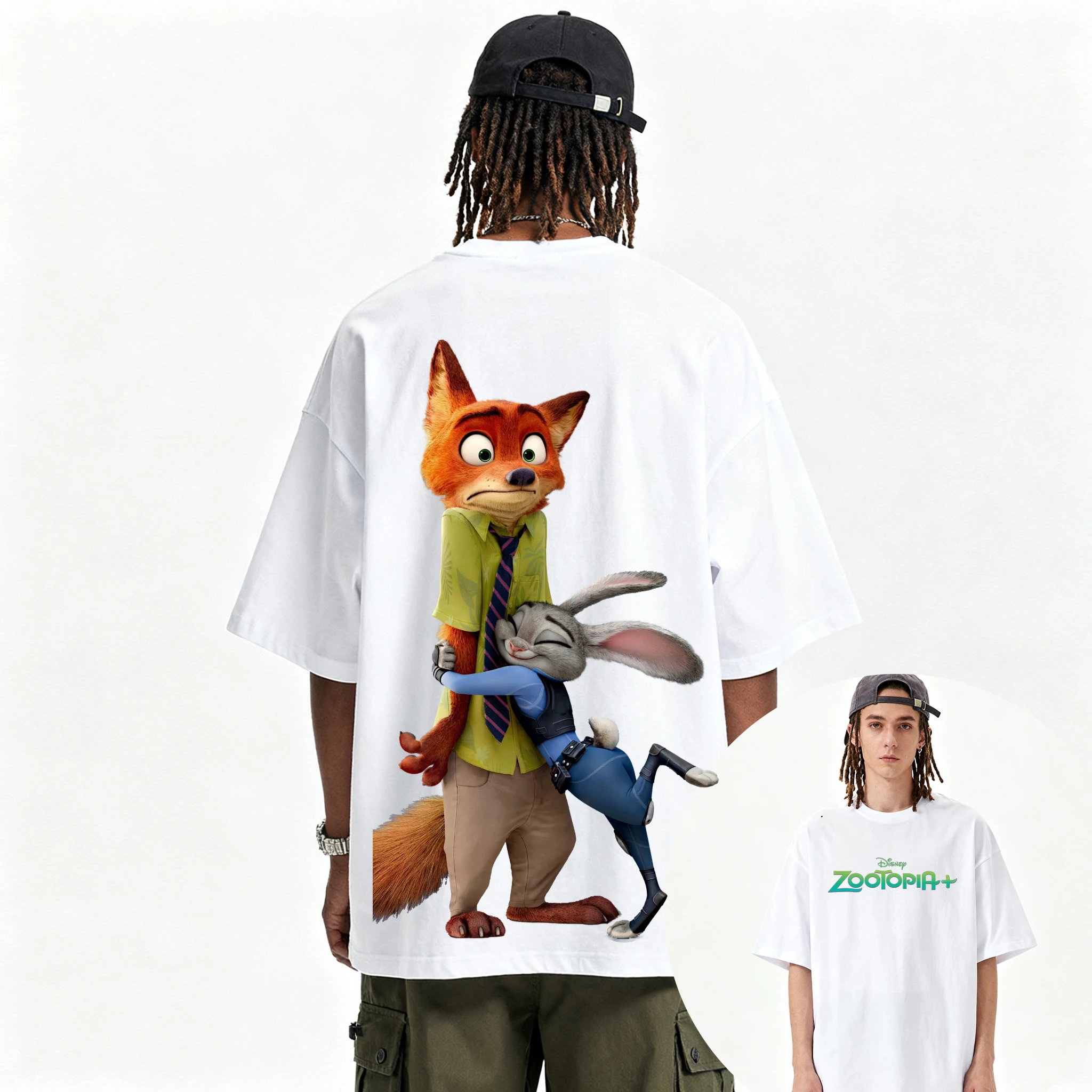 디즈니 Zootopia 만화 힙합 그래픽 티셔츠 여름 패션 스포츠 순수 코튼 남성 티셔츠 아동 의류 티 Y2k 여성