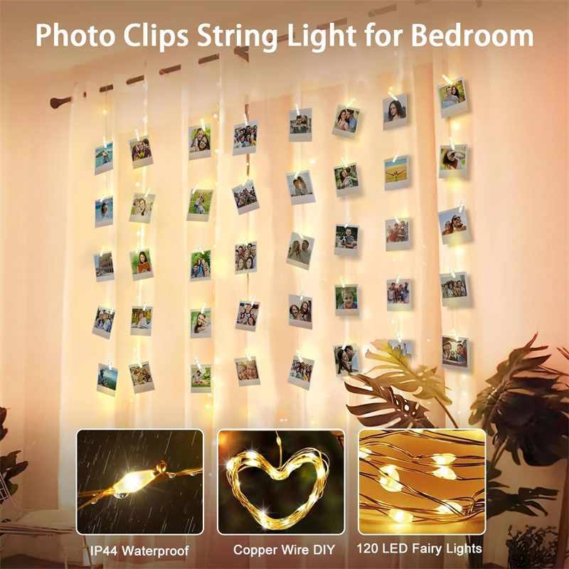 صور كليب الستار الجنية أضواء USB LED مع 20 هوك 8 طرق أضواء للجدار غرفة نوم حفل زفاف لتقوم بها بنفسك زينة عيد الميلاد