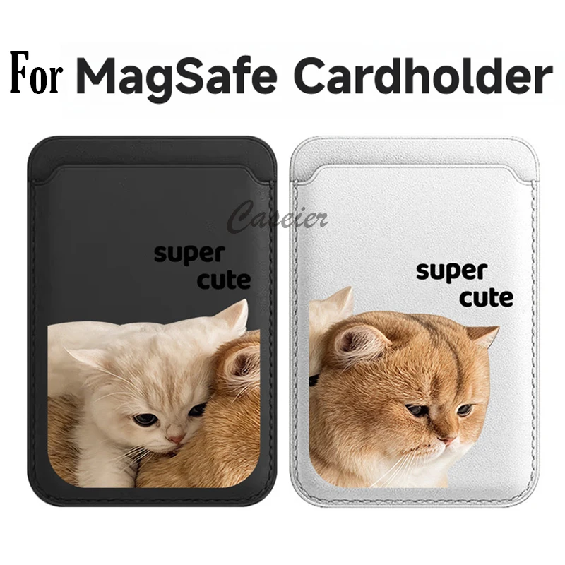 Super Cute Cat Cartoon Pattern Couple Card Holder Magnetic For iPhone 17 Pro Max For Samsung Galaxy S26 For MagSafe Wallet Cover