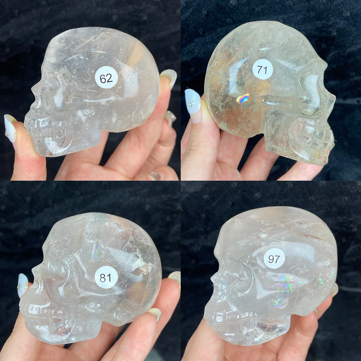 

Natural Clear Quartz Skull Charm Crystal Statue Carving Energy Oracle Ornament Mineral Healing Gemstone Home Decore