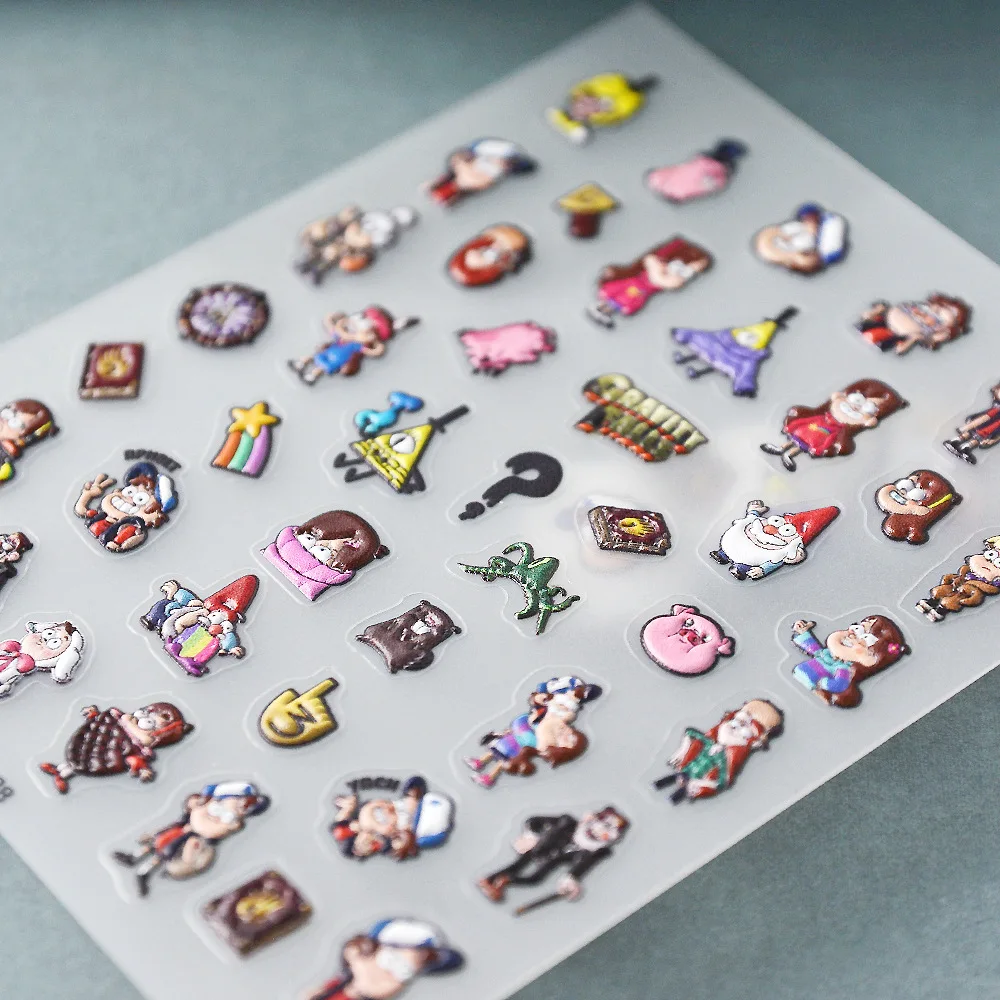 Disney Anime Weird Town Toy Story 5D Embossed Stickers Nail Art Accessories Cartoon Cat Pony Nail Stickers Nail Art Supplies