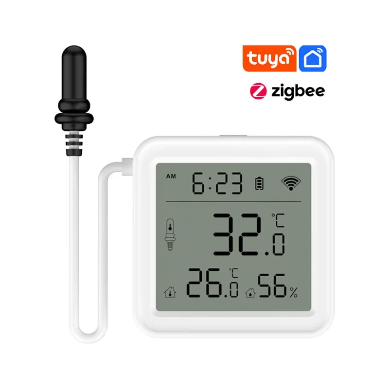 

Tuya Zigbee Temperature Humidity Sensor with External Probe Smart Home Thermometer Remote Monitoring Work with SmartLife