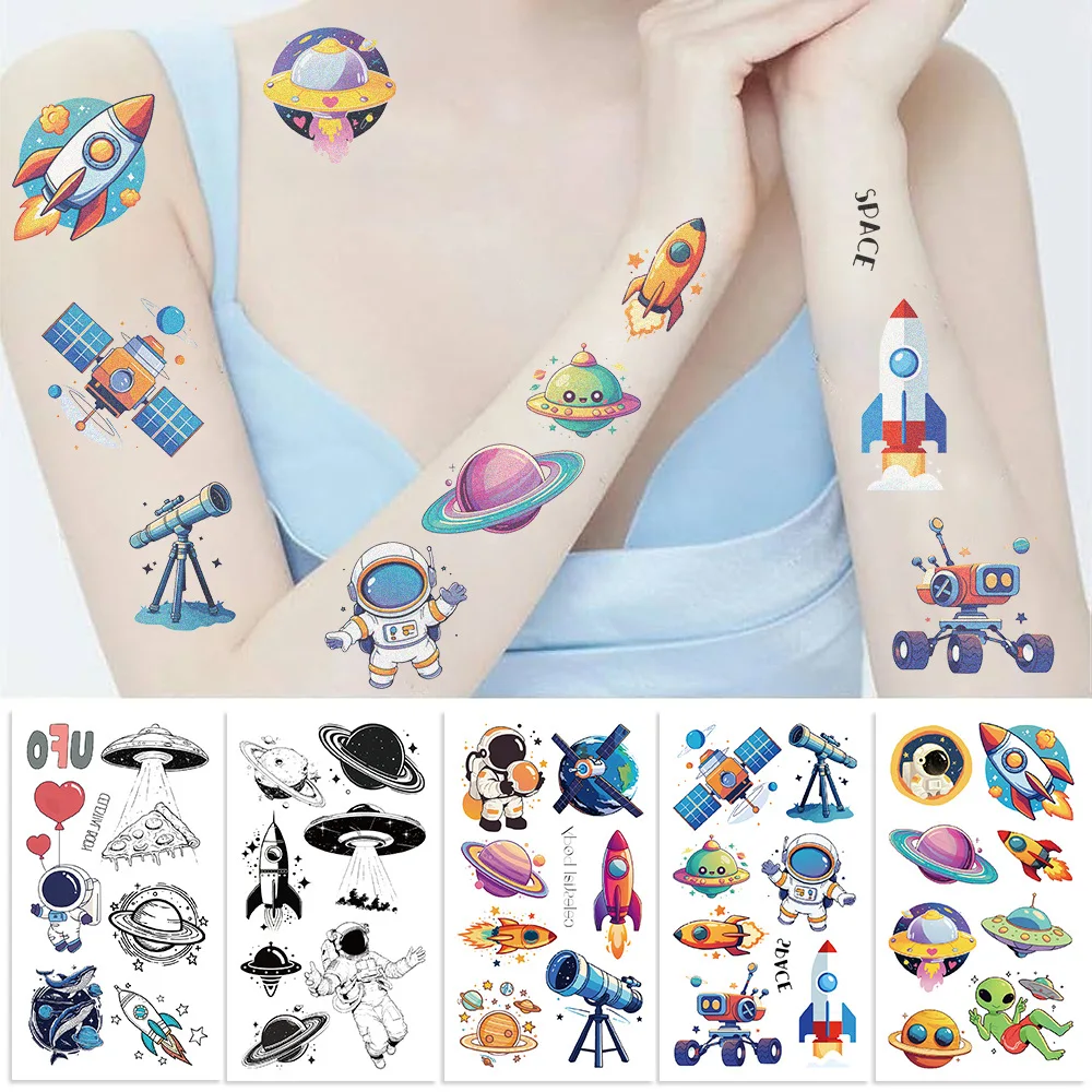 Waterproof Funny Face Stickers Spaceman Temporary Tattoo Humorous Collection for Festival Party Favor Decoration High Quality