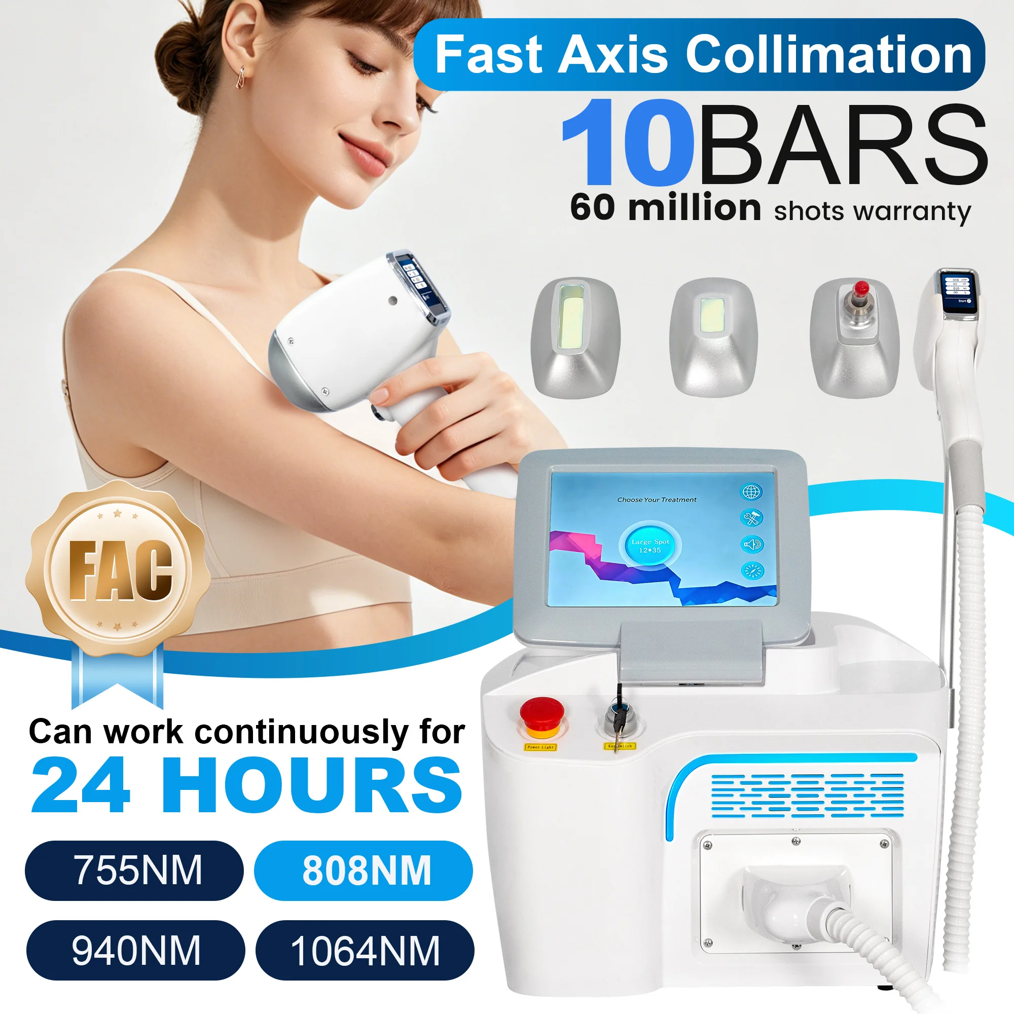 808 Diode Laser Machine 4 In 1 Wavelength Adjustable Parameters 24 Hours Continuous Working Salon Permanent Hair Remover Machine