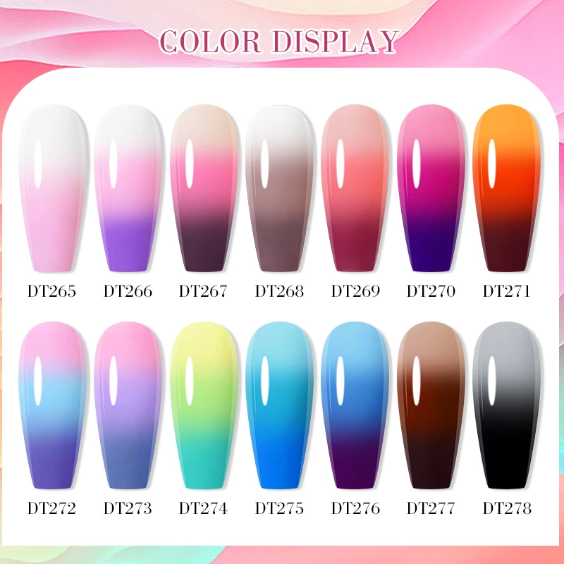 3Color Changing Gel Nail Polish 7ml Temperature Long-Lasting 3 Weeks Wear Easy Soak-Off for Salon Home DIY Manicure Varnish