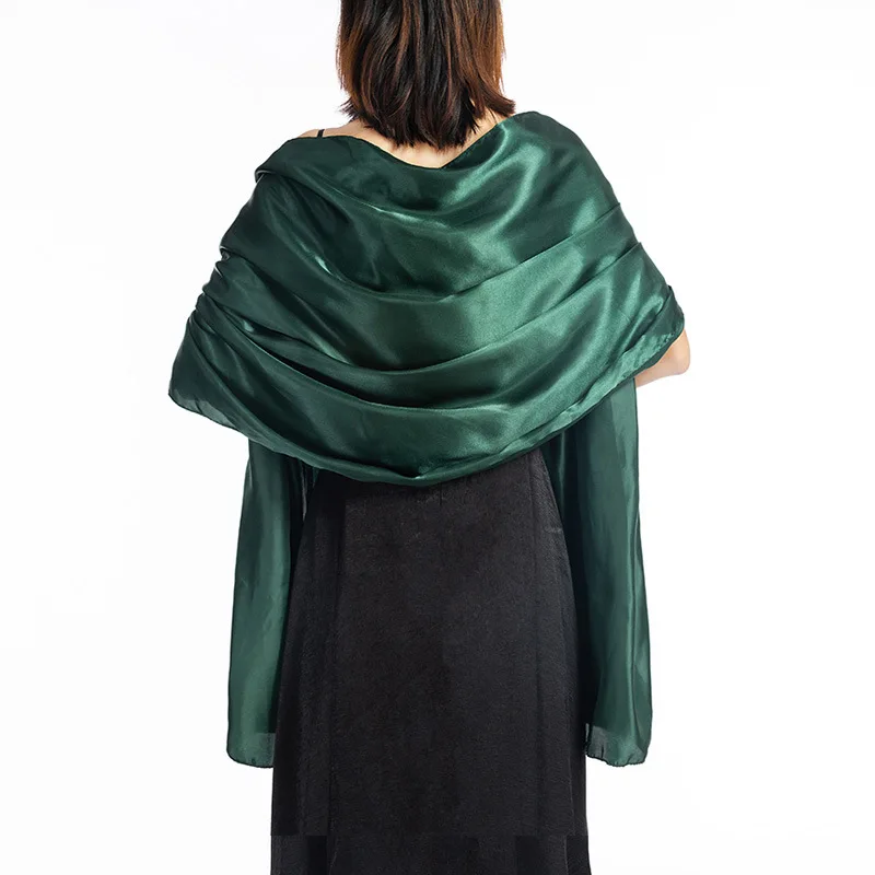 Vestido de noche largo de satén para mujer, bufanda protectora para el cuello, pañuelo para la cabeza, borla fina, capa de fiesta, chal cálido para