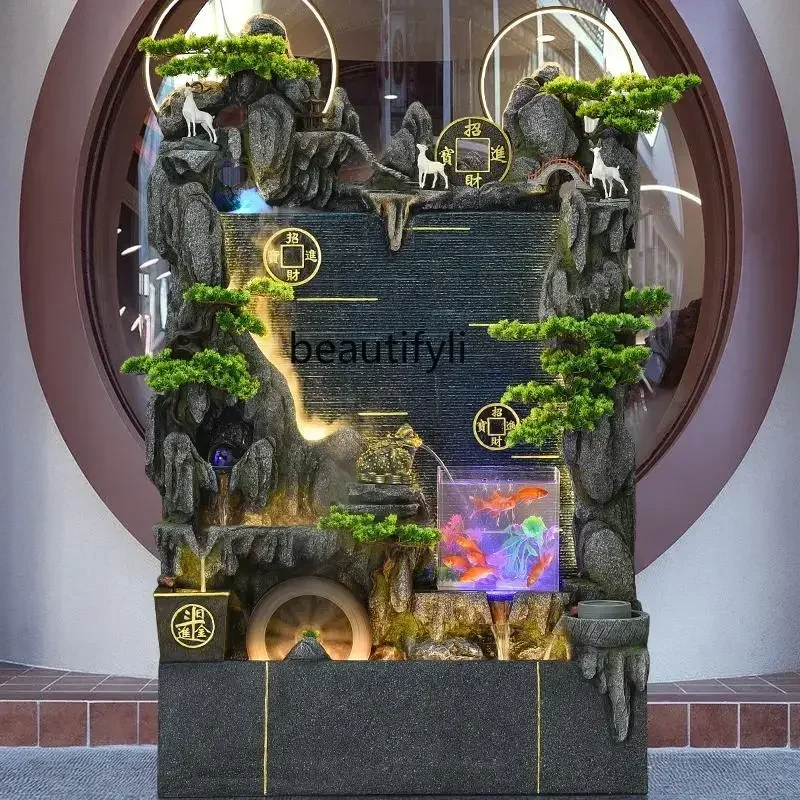Large rockery circulating water ornament light luxury flowing water landscape fountain decoration
