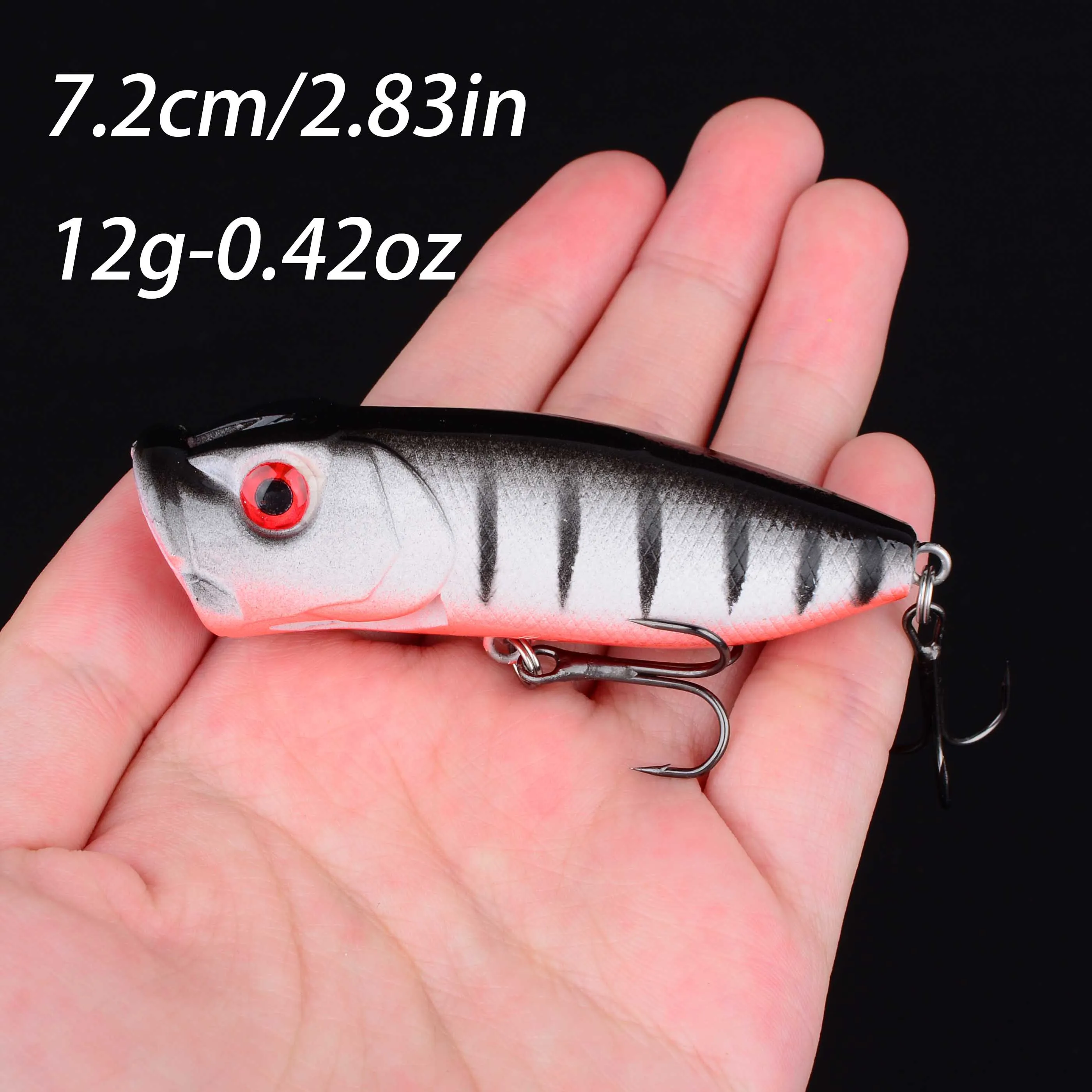 Popper superficie señuelo de pesca duro wobbler con anzuelos - imagen 5