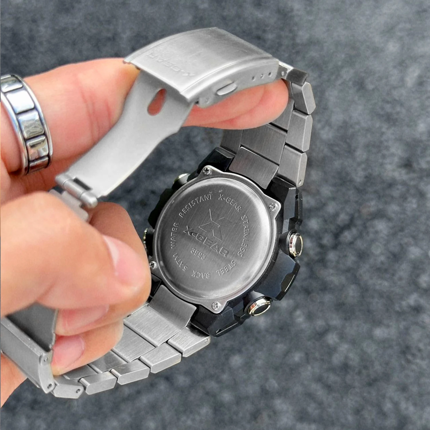 メンズソーラーエネルギー腕時計、耐久性ライト、キネティックエネルギー、タイマー、目覚まし時計、回転式風車、ステンレススチール製腕時計ストラップ