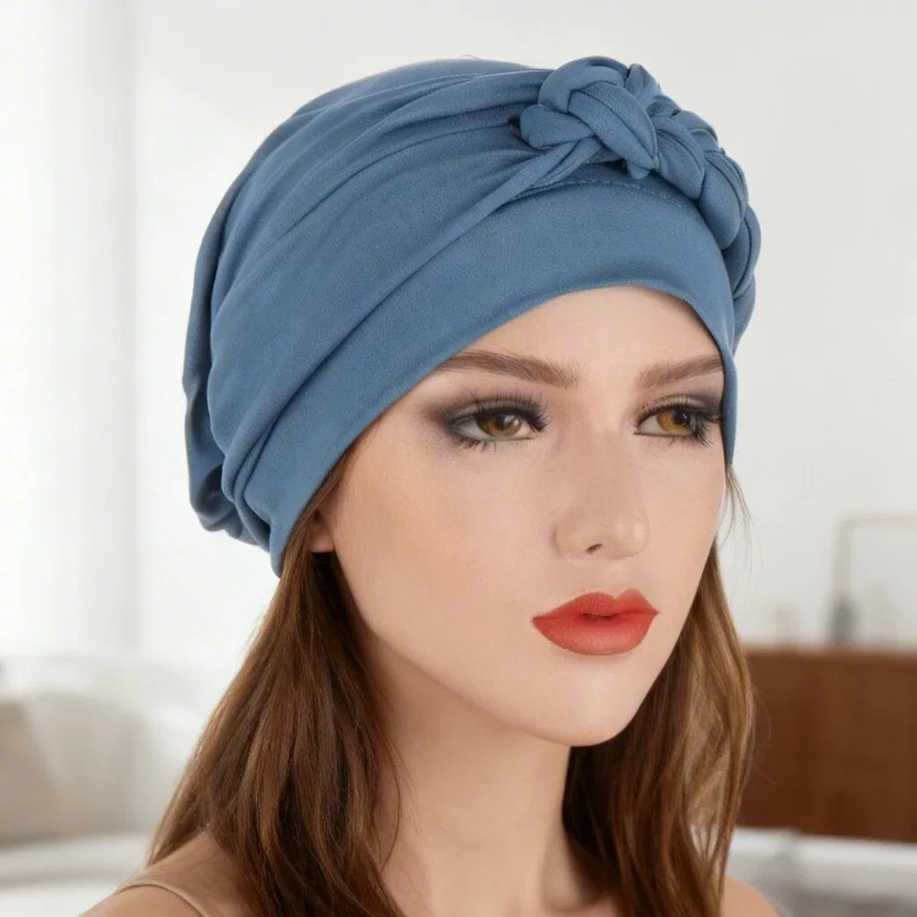 

2026 New Solid Color Braid Muslim Hijab Caps Ramadan Women Wrap Head Soft Elastic Ladies Fashion Indian Turban Bonnet