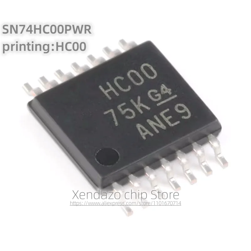 10pcs/lot SN74HC00PWR printing HC00 TSSOP-14 package Four channels, two inputs, positive and negative gates Logic Chip