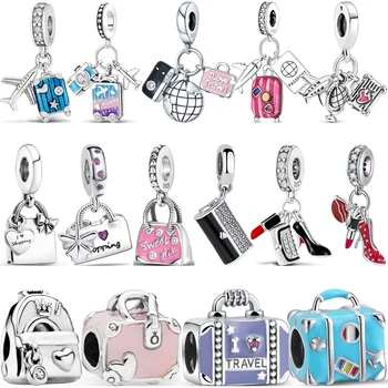 925 zilveren boodschappentas koffer paspoort handtas camera liefde reizen leven DIY kralen passen originele Pantaro bedels armband sieraden
