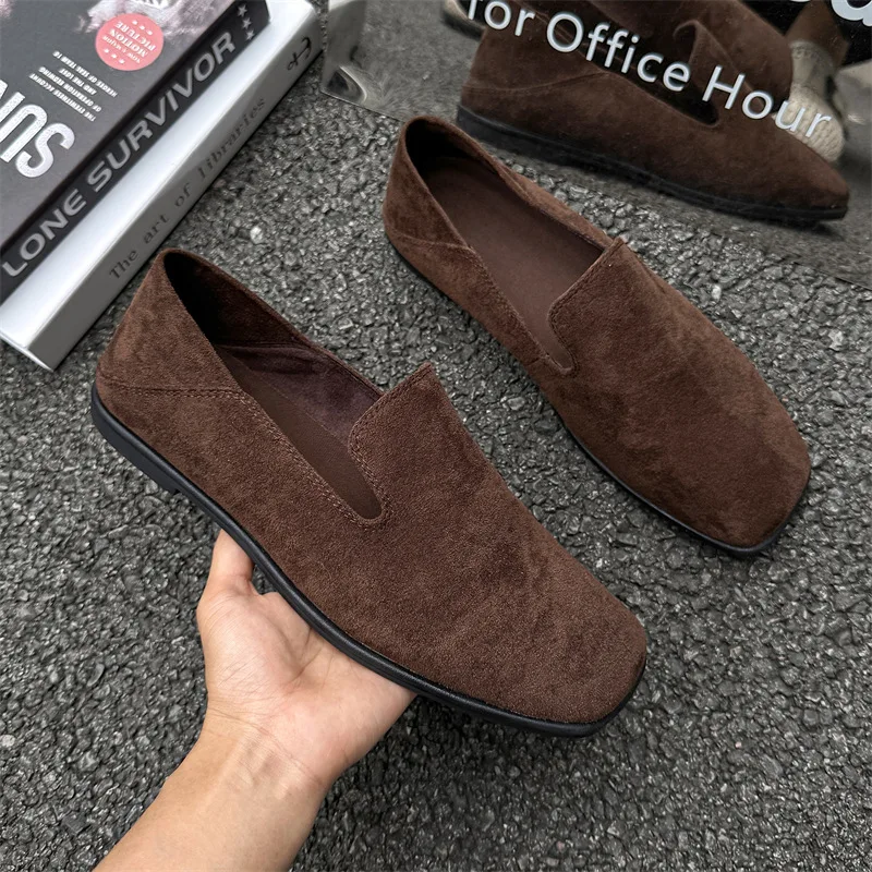 

2025 Men's Slip-On Driving Shoes Faux Suede Easy Wear Comfortable Breathable Casual Loafers Business Office Dress Shoes Zapatos