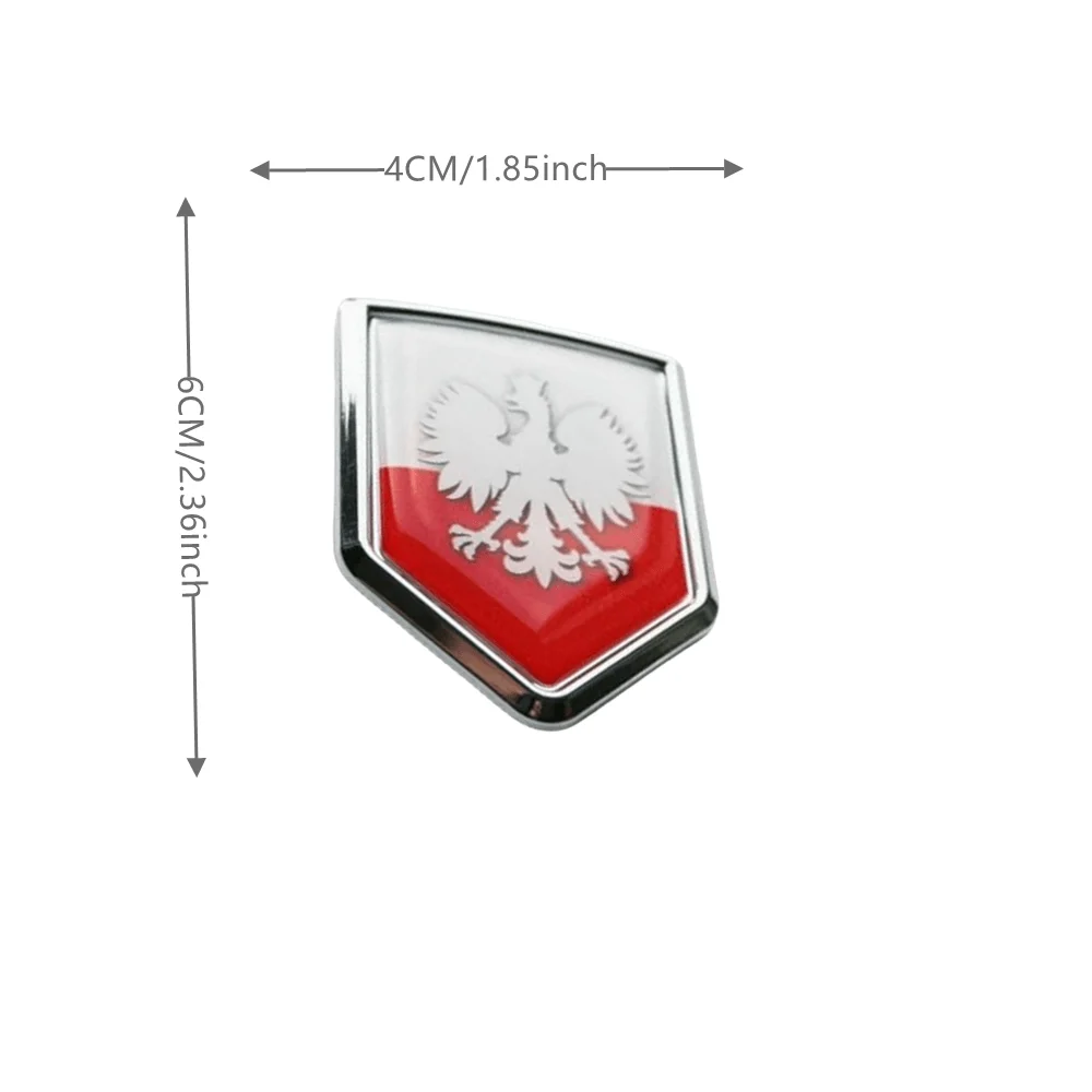 Poland White Eagle Flag Decal Car Motorcycle Chrome Emblem Shield Shape Sticker Polish Polska Car Emblems