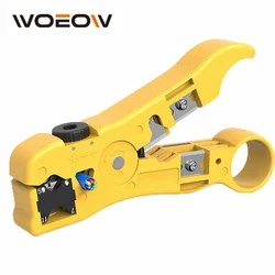 WoeoW Universal Cable Wire Stripper Cutter Stripping Tool for Flat or Round UTP Cat5 Cat6 Wire Coax Coaxial