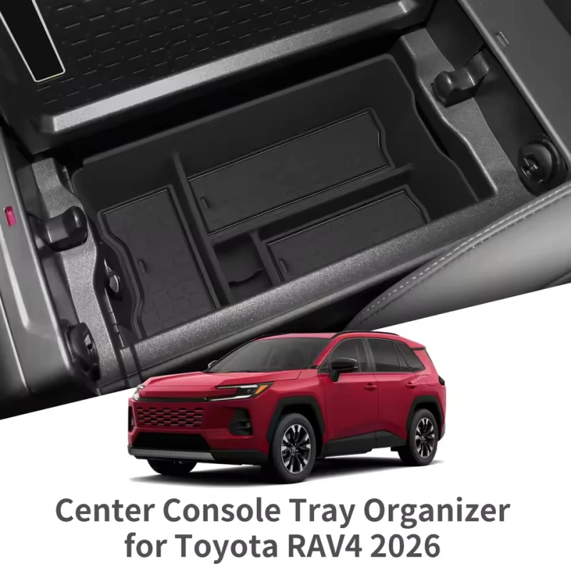 Para Toyota RAV4 2026: Caixa Organizadora Antiderrapante em ABS para Console Central e Apoio de Braço - Acessório Interno Automotivo
