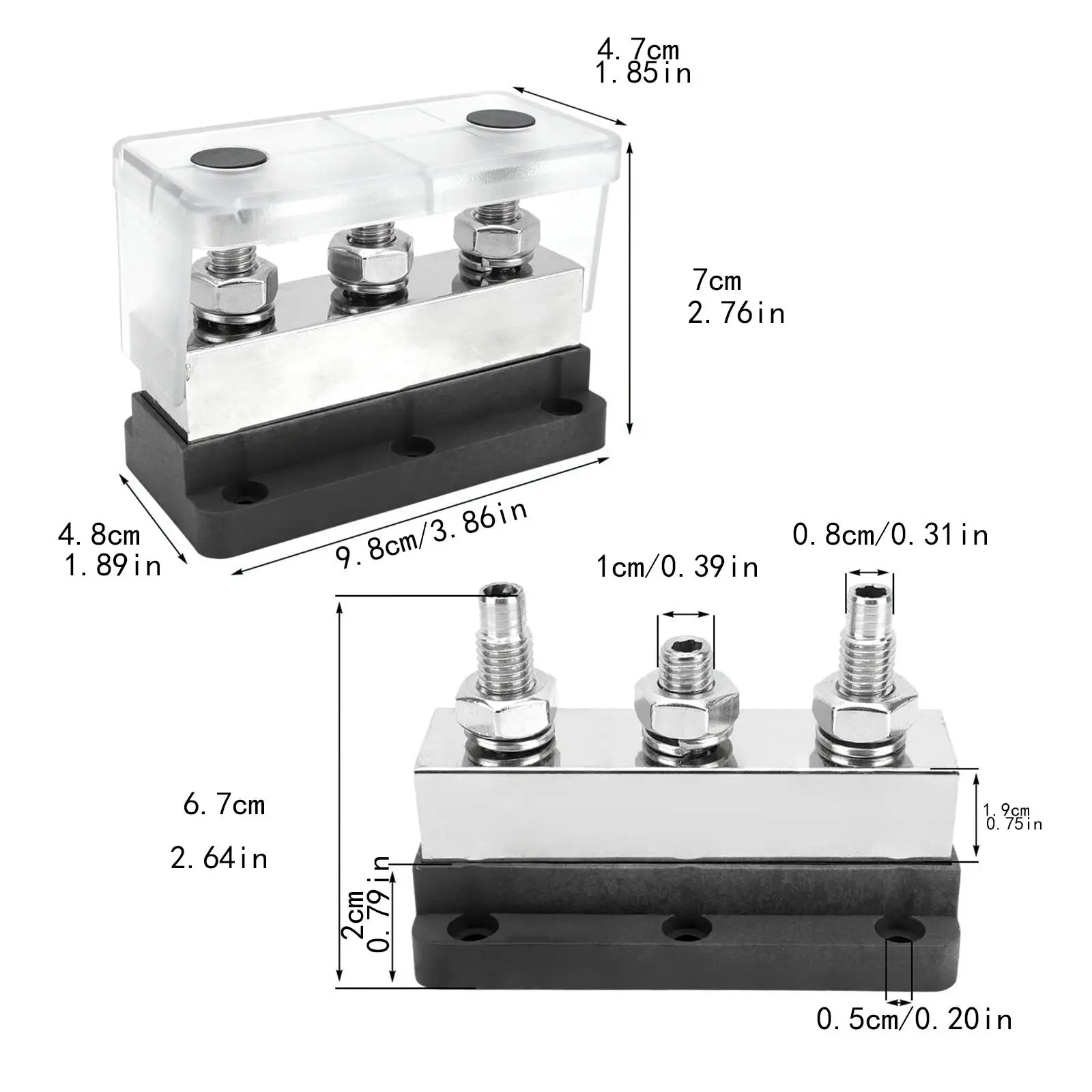 Bus Bar Power Distribution Block Heavy Duty Junction Block Marine Solar Wiring Car Accessories Easy Installation Copper Busbar