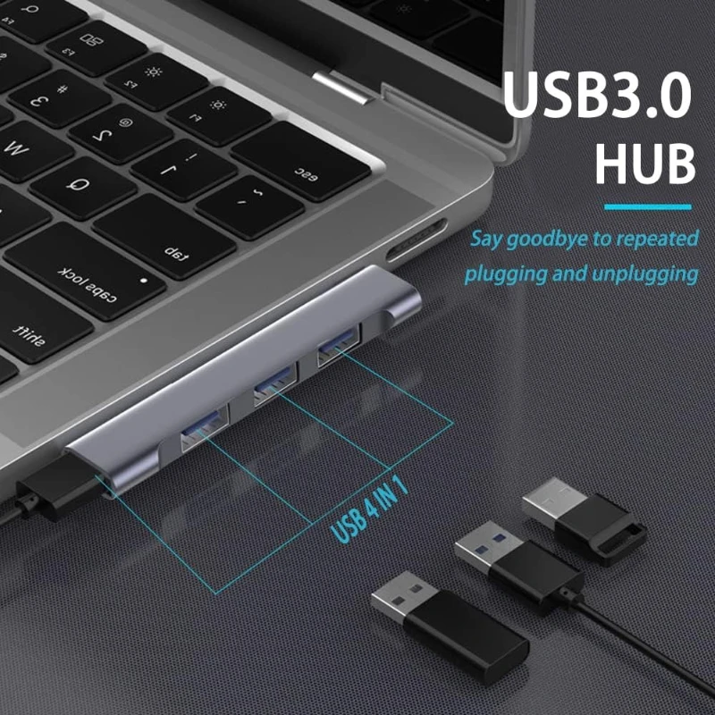 4-in-1 USB-C HUB Universal Compact Mini USB2.0/USB3.0 Dockingstation PD Hochgeschwindigkeits-USB-Hub für Computerzubehör