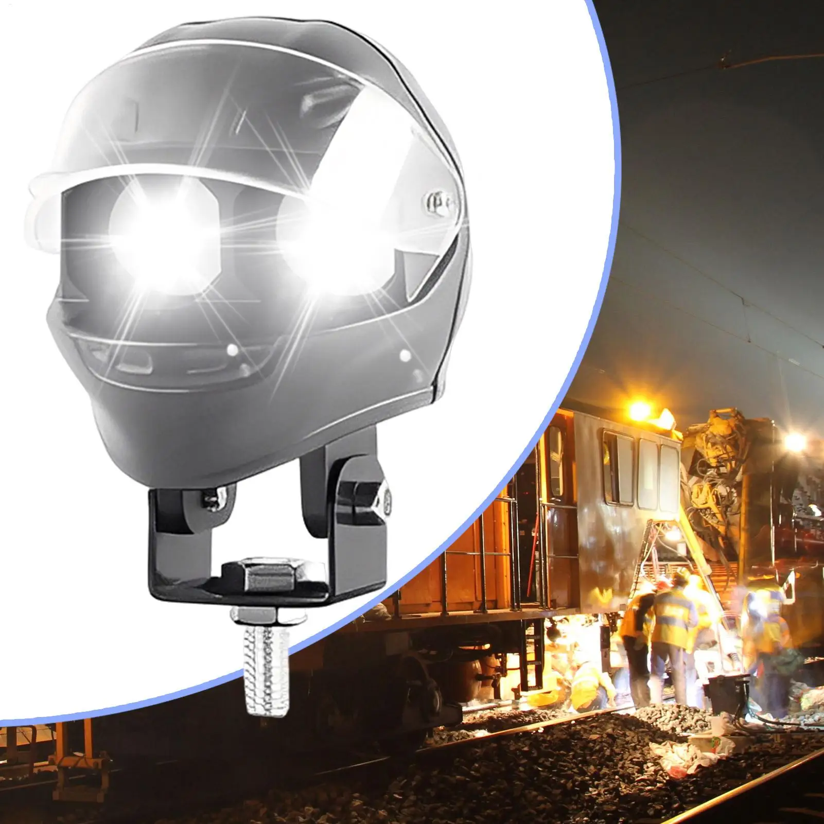 Fog Lights For Motorcycle Waterproof LED Spotlight Helmet Shape Double Color Flash Motorcycle Work Light For Road Touring