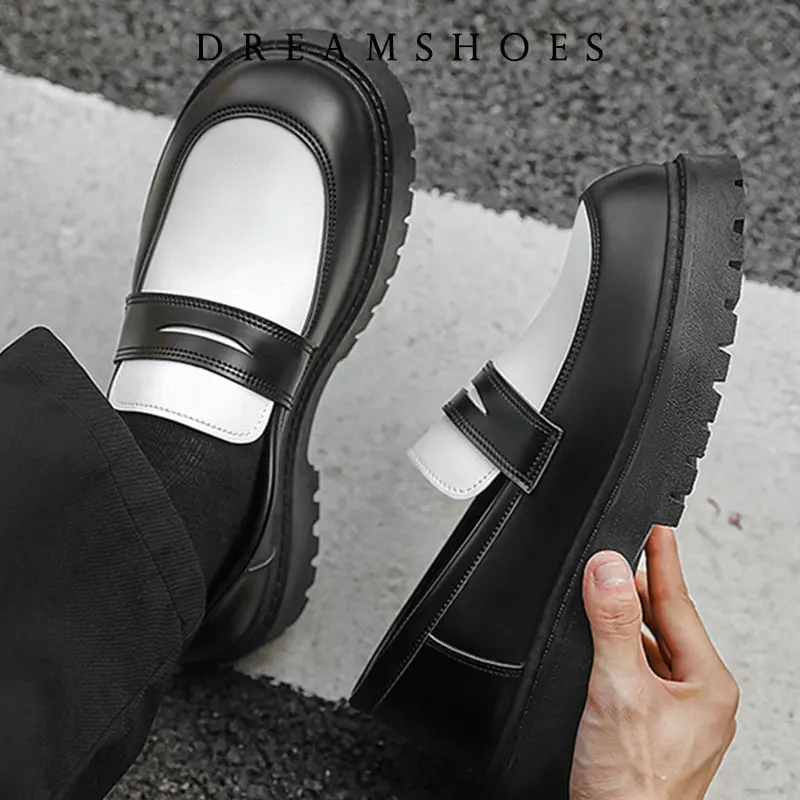 2025 Men Handmade Leather Shoes Platform Loafers Fashion Luxury Slip on Mocassin Business Shoes Homme Zapatos De Hombre