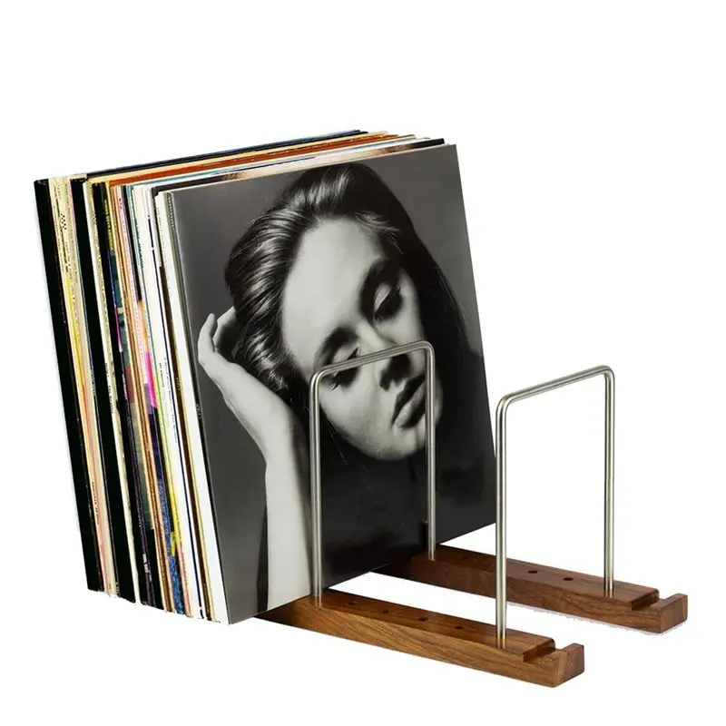 ABAE-2X Vinyl Record Storage Holder For 75 Lps, Record Stand With Built-In Now Playing Display, Vinyl Record Holder