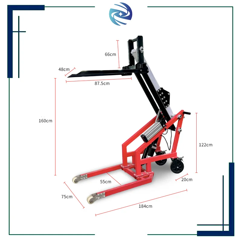 500kg 700kg 1.7m Portable Electric Hydraulic Crank Arm Stacker Loading Unloading Truck Automatic Crank Arm Loader Forklift