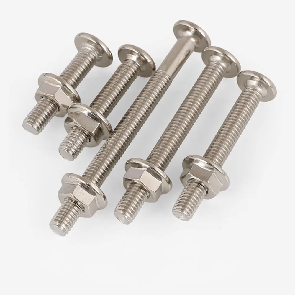 

M6 nickel plated set chamfered flat head cross screw flange nut set