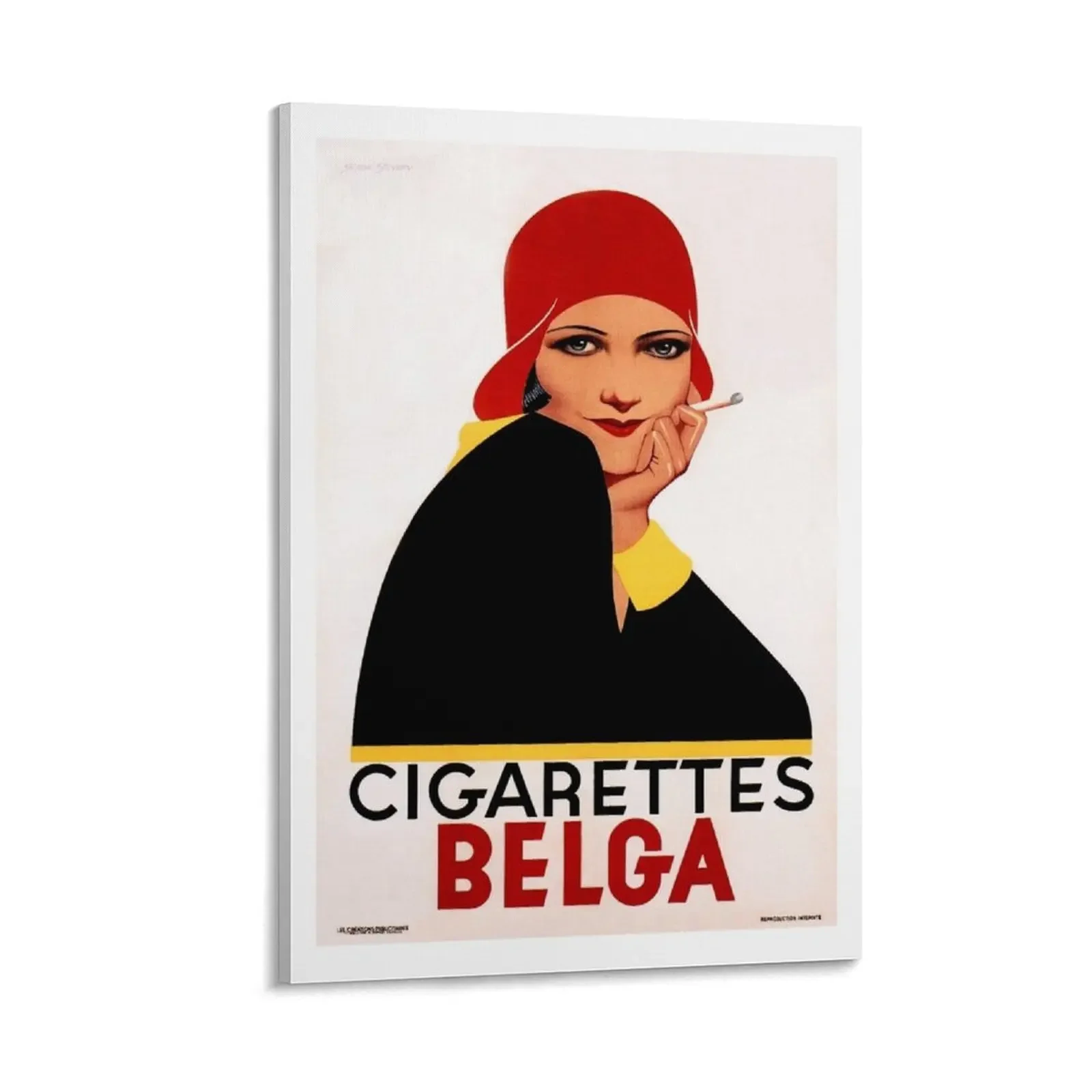 

CIGARETTES BELGA Art Deco Advertising Belgian Tobacco Cigar Vintage Canvas Painting bedrooms decor