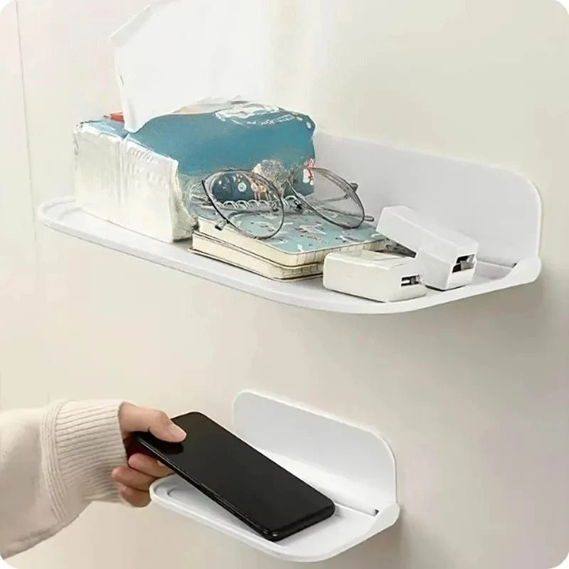 1PC Neues faltbares Wandregal, für Badezimmer, Toilette, Küche, Nachttisch, kein Bohren, Telefonaufbewahrung, WLAN-Router-Aufbewahrung