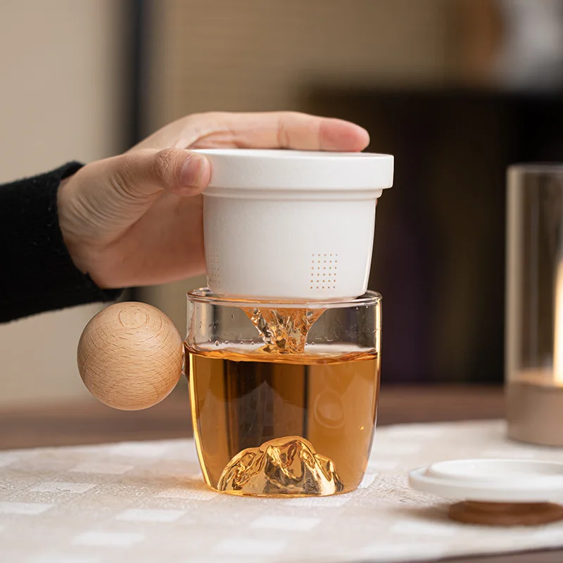Ceramic Office Mug with Lid Tea Infuser 3pcs Set Glass Cup Business Gift