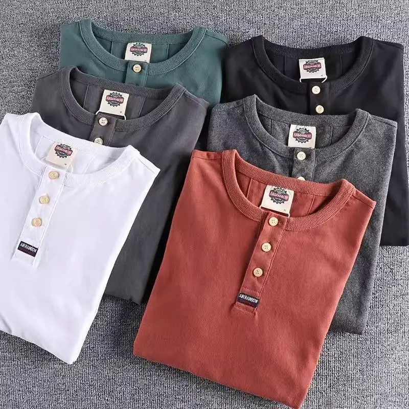 Plus Size Simplicity Street Casual T Shirt Men's Spring Autumn Long Sleeve Solid Fashion Tops Vintage High Street Men Clothing