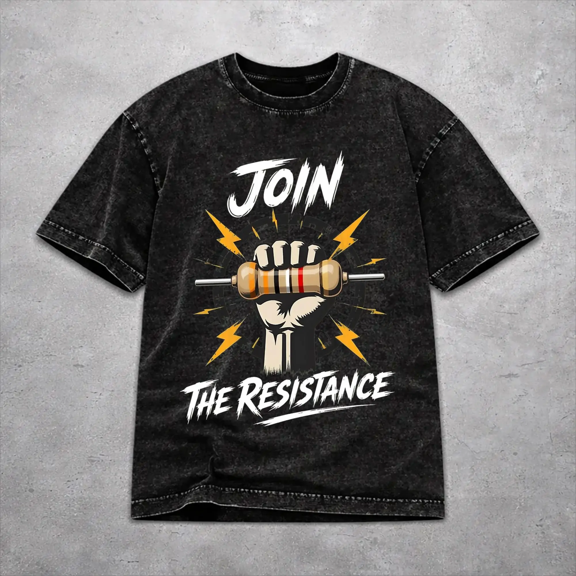 Join the Resistance Engineer  T Shirts Hip Hop Washed Cotton Harajuku T-Shirts  Vintage Men Women Streetwear Summer Tops Tees