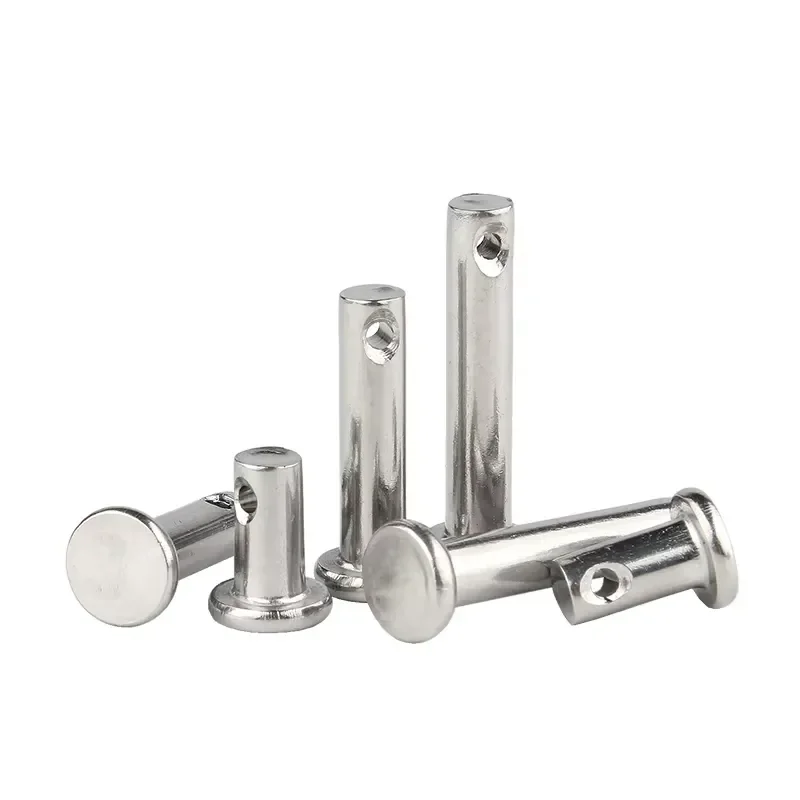 Stainless Steel Holed Positioning Cylinder U-Clip Pin Flat Head Shaft M3 M4 M5 M6 M8 M10 25mm to 80mm SS304 SS316