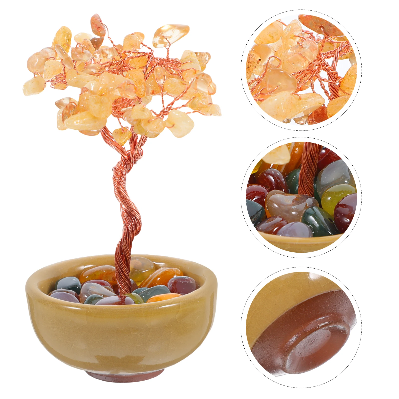 

Natural Stone Chakra Crystal Tree Handmade Wealth Fortune Bonsai Feng Shui Decor Ornament For Home Office Car Positive Energy