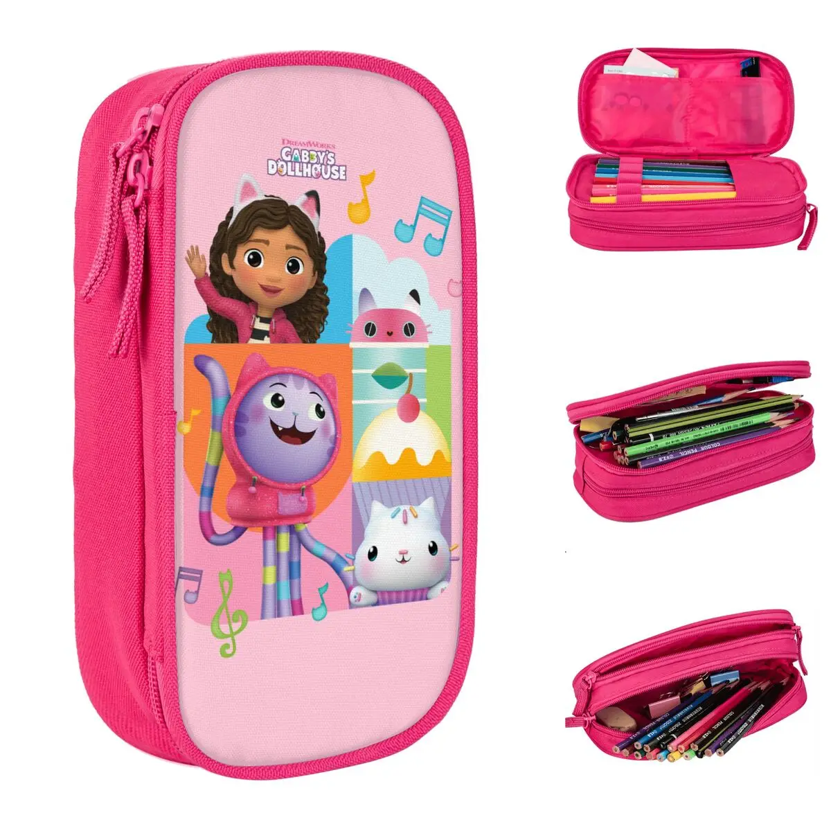 Creative Gabby Dollhouse Pencil Case Pencil Box Pen for Student Large Storage Bags School Supplies Zipper Stationery