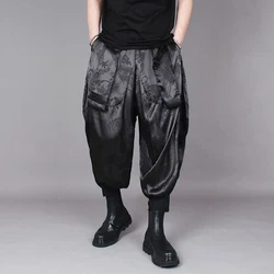 Men's Japanese Large Crotch Leggings Trousers Autumn Trend Dragon Print Versatile Street Casual Loose Comfortable Satin Trousers