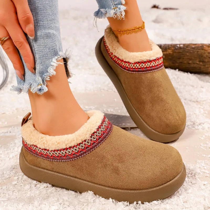 2027 New Women's Plush Slippers Fashionable Thick-Soled Shoes Plush Lined for Warmth Designer Brand Women's Winter Snow Boots